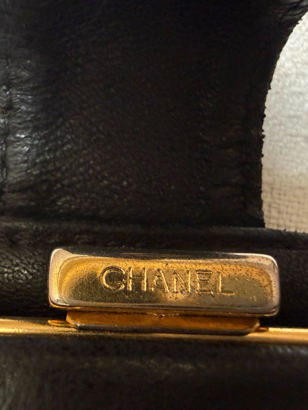 Chanel Vintage Black Caviar Leather CC Logo Long Wallet Clutch Gold tone - Picture 13 of 15